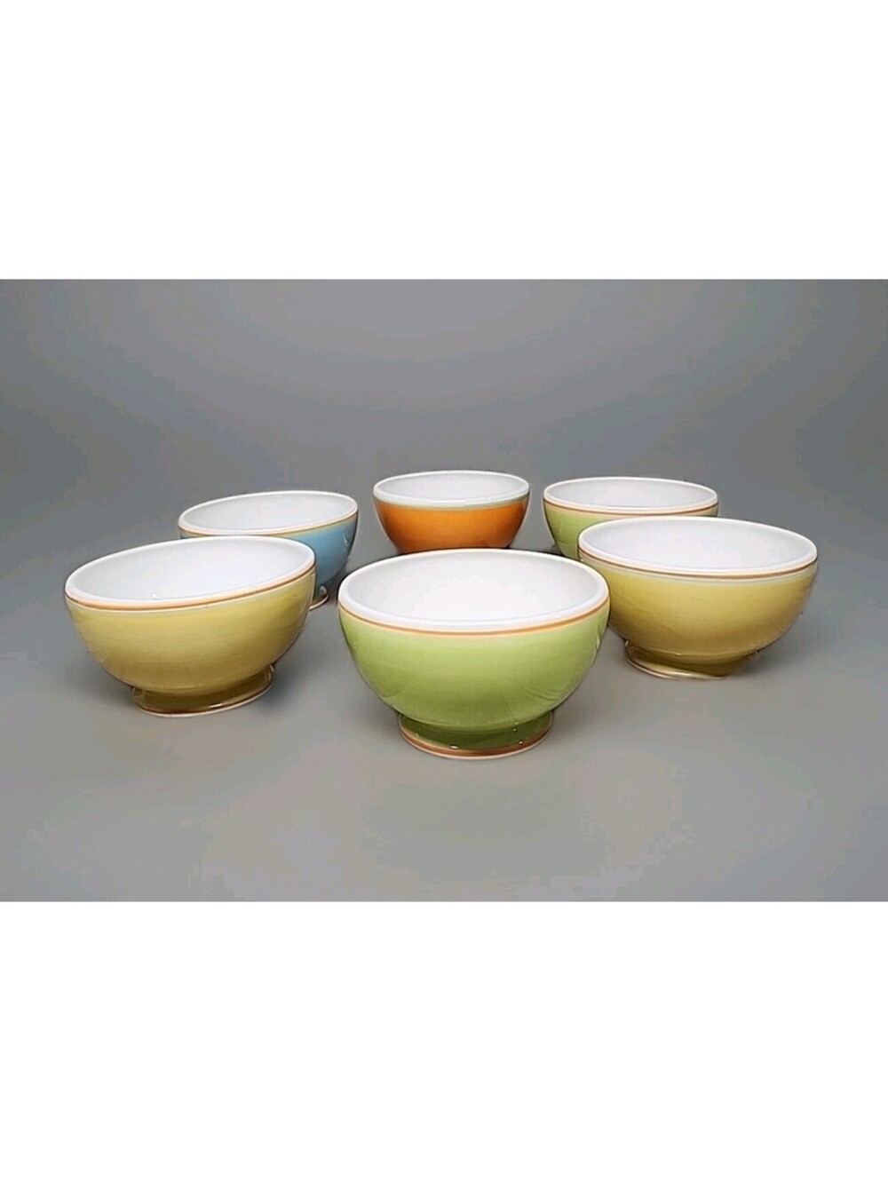 Laurie Gates Capri Solid Cereal Bowls Set of SIX 4" Tall 6.25"  Diameter Mint